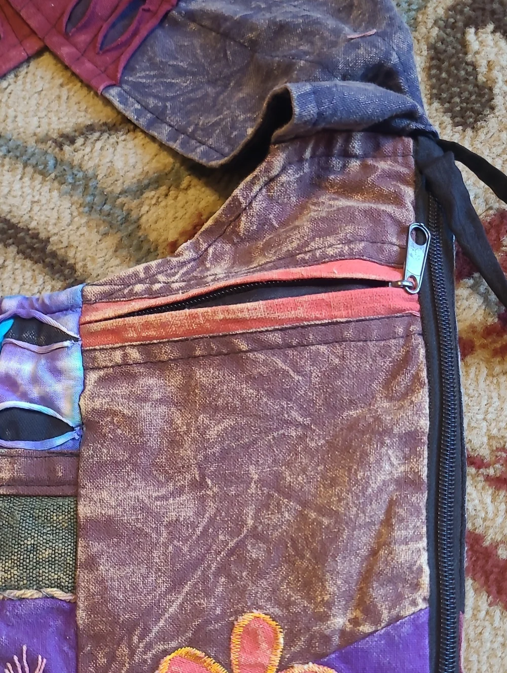 Rising International Patchwork Embroidered Expandable Hippie Boho Hobo Bag Purse